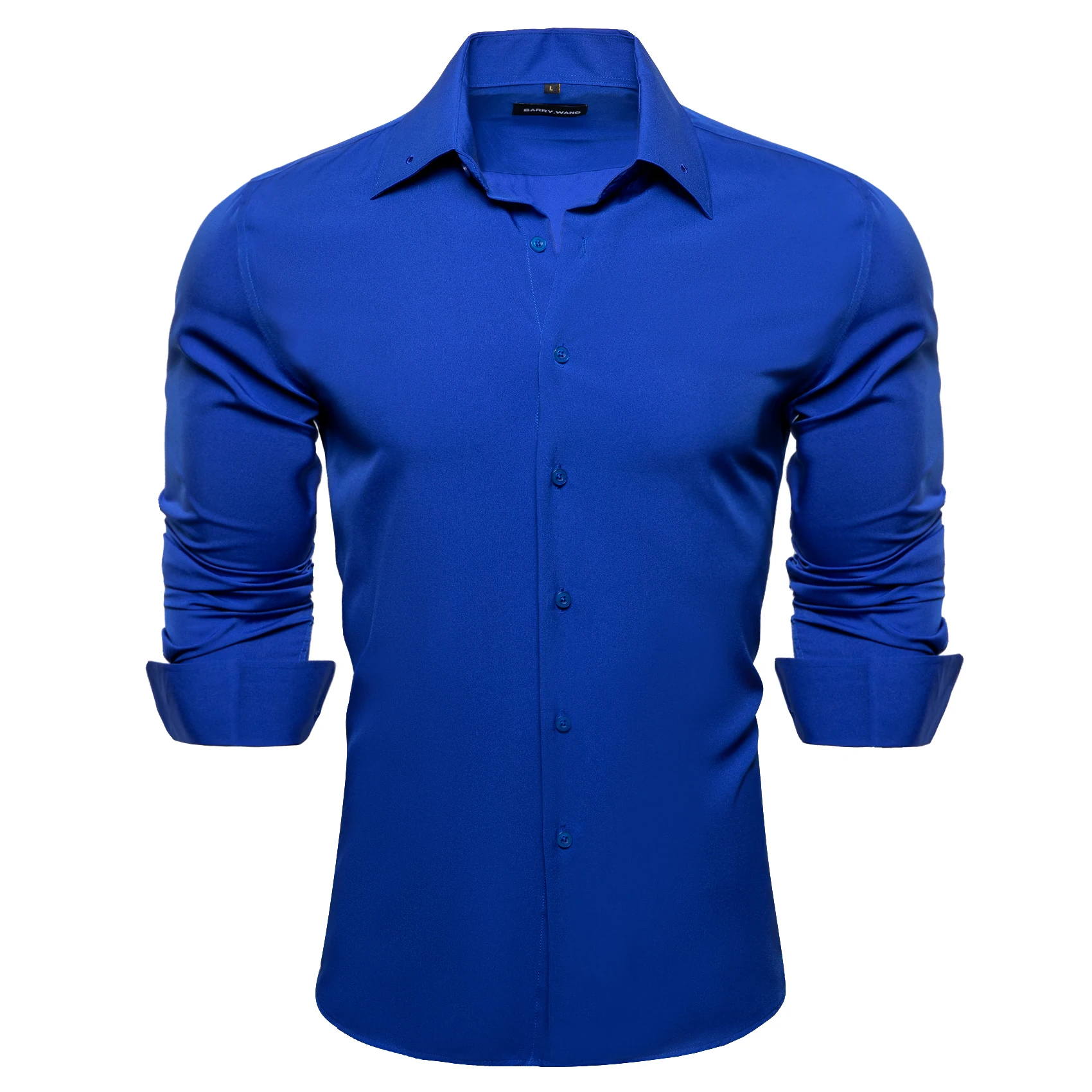 Brand New Silk Mens Royal Blue Shirt Luxury Floral Printed Long Sleeve Shirts Slim camisa masculina for Business Wedding Gifts