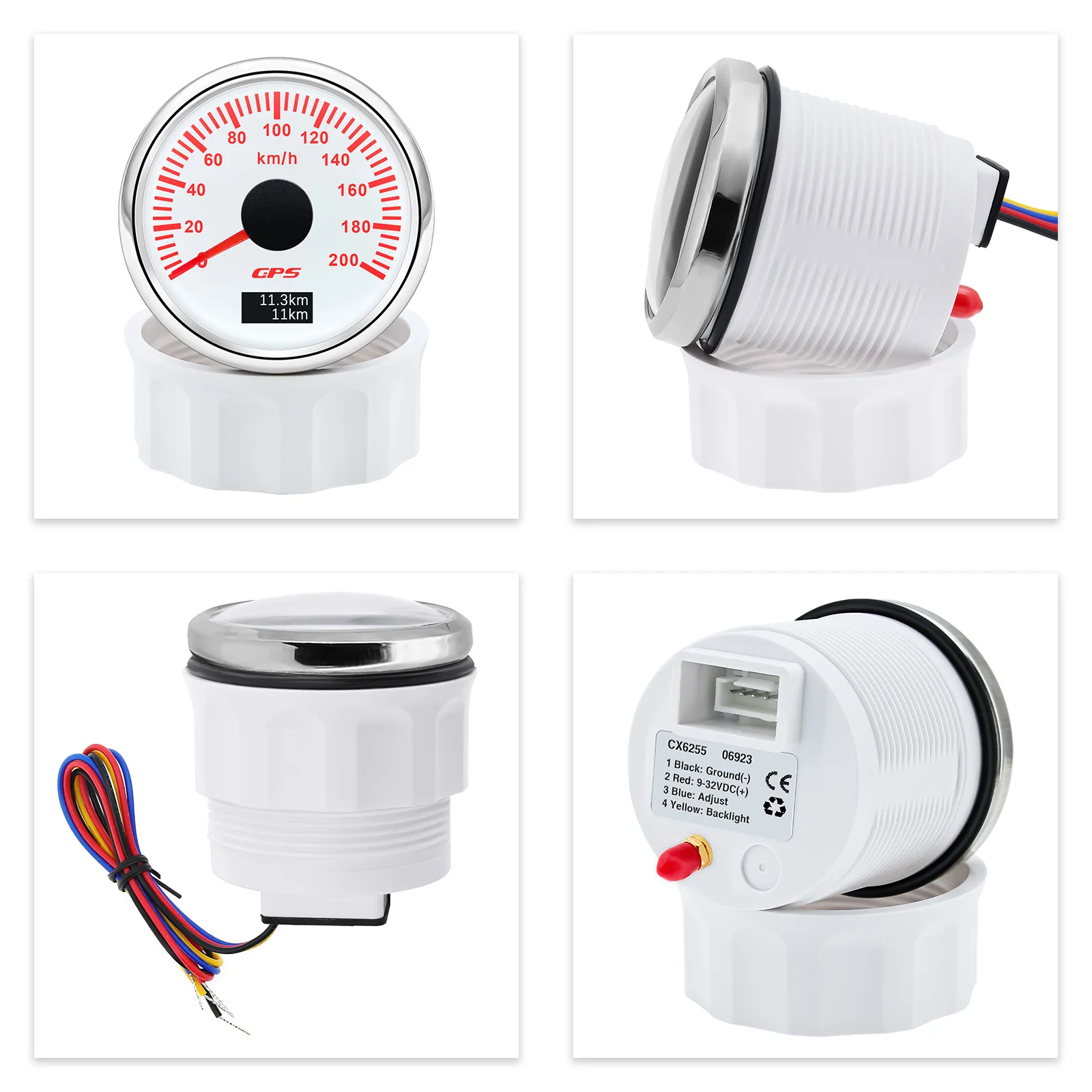 30/60/80/120/200 km/h 52 mm digitales GPS-Tachometer mit Antenne, Boot, Auto, Geschwindigkeitsmesser, 7-Farben-Hintergrundbeleuchtung, 12 V, 24 V – Detail 30