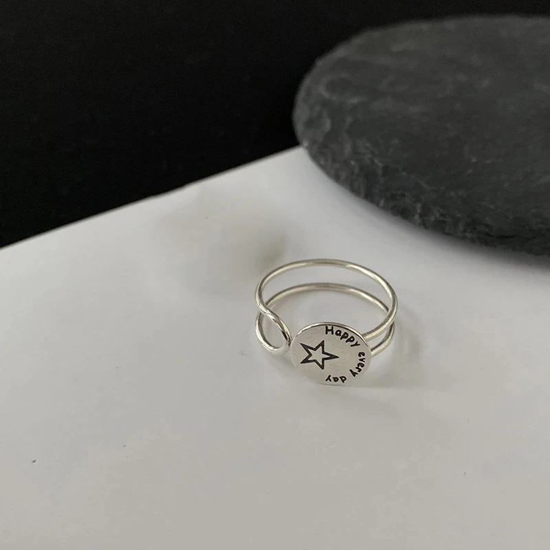 FOXANRY Silver Color Rings Fashion Couples Hip Hop Vintage Simple Geometric Design Thai Silver Party Jewelry Wholesale