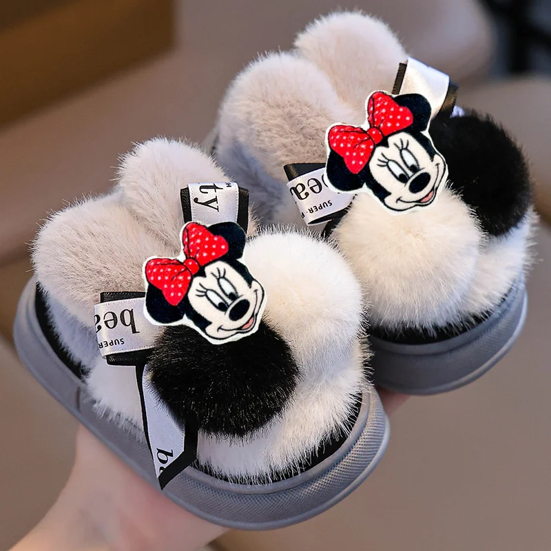 

Mickey Mouse kids Cotton Shoes Boys Girl fall Winter Bag Heel Anti-slip Warm-keeping Fleece Home Casual Shoes Baby Toddler Shoes