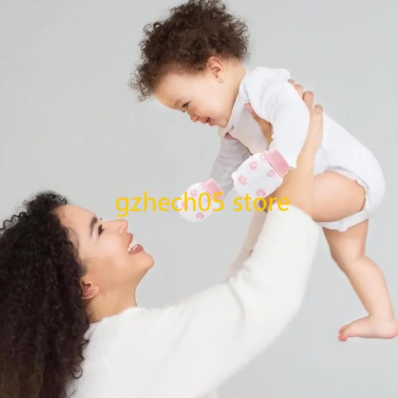 

D55E Baby Mittens No Scratch Mittens Cotton Gloves Hand Mittens Toddler Mitts Set