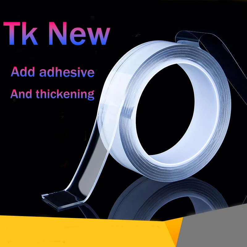 TK Nano Double Sided Adhesive Tape Extra Strong Glue Two Face Masking Tape Waterproof Traceless Strip Reusable Scotch Tape Tools