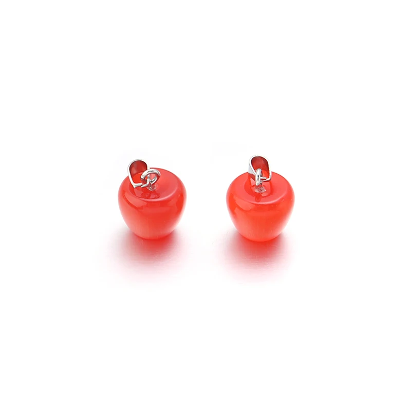 2pcs Natural Stone Apple Pendants for DIY Making
