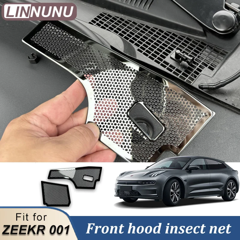 LINNUNU For Zeekr 001 Car Front hood Dust proof horn Insect Protection Cover ZEEKR 001 2021-2024 Stainless Trim Auto Accessories