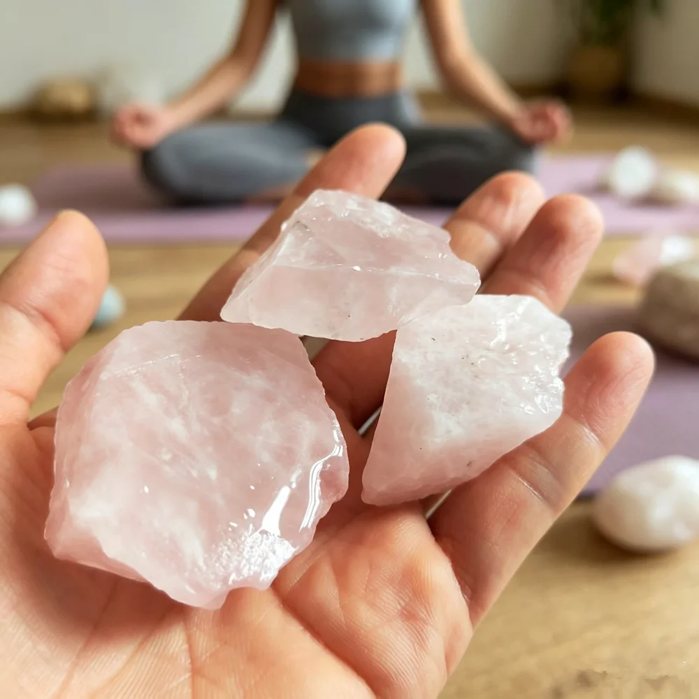 Natural Rose Quartz Crystal Stone Home Decoration Stone  Healing Mineral Specimen Rock Raw Rough Quartz Pink Crystal Gemstones