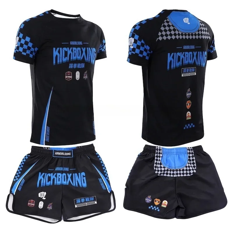 Muay Thai Training Set Multi-Color Cage Fight Shorts And T-Shirt Gym Uniform for Men And Women Kickboxing Boxing Martial Arts