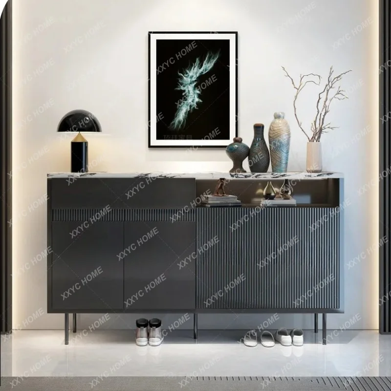 XX light luxury marble shoe cabinet, living room storage decorative side cabinet, antique solid wood entrance door cabinet