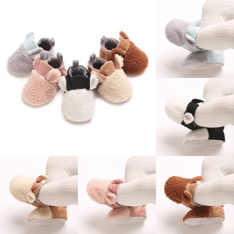 New Winter Cute Cartoon Color Blocked Baby Shoes For Men And Women Cotton Soft Bottom Anti Slip And Warm For Preschool Childr