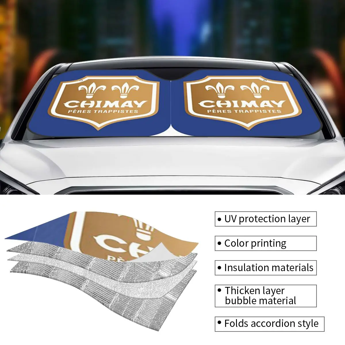 Chimay Logo Sunshade Windscreen Car Front Windshield Window Sun Visor Accessories Covers - view 4