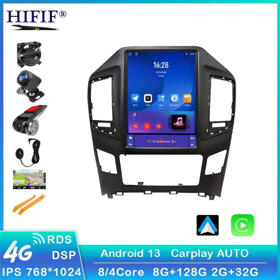 8G+128G Android 13 Vertical Screen Car Multimedia Radio Player GPS Navigation For Hyundai H1 2017 2018 GPS Autoradio Radio Video