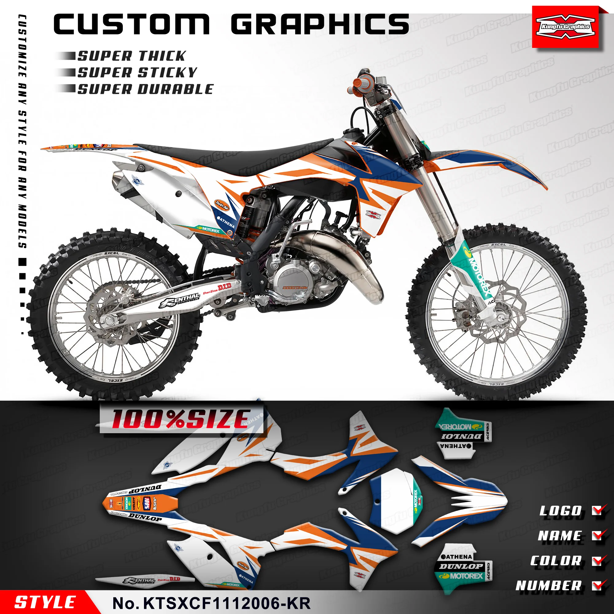 

KUNGFU GRAPHICS Custom Vinyl Decal Sticker Kit for KTM 125 150 250 350 450 SX SXF XC XCF 2011 2012, Style No.KTSXCF1112006-KR