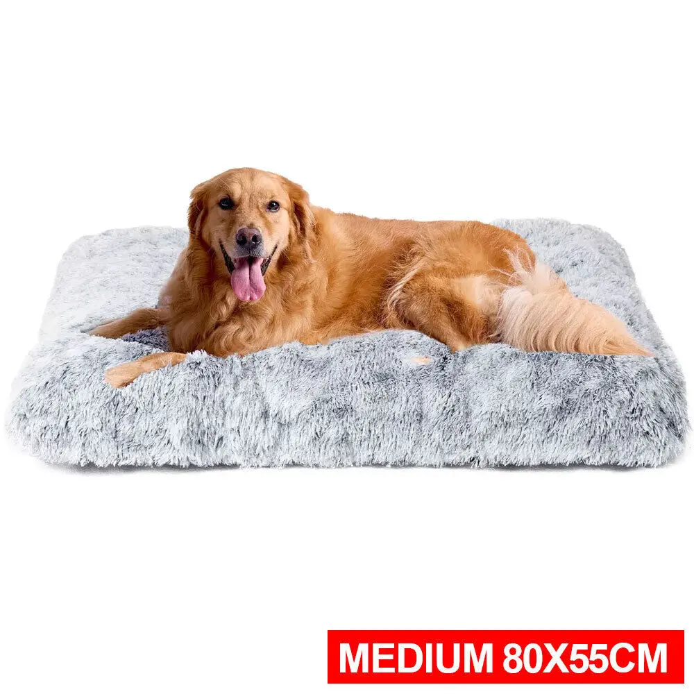 Medium 80X55CM Warm Plush Dog Bed Calming Cushion Mat Washable Large Pet