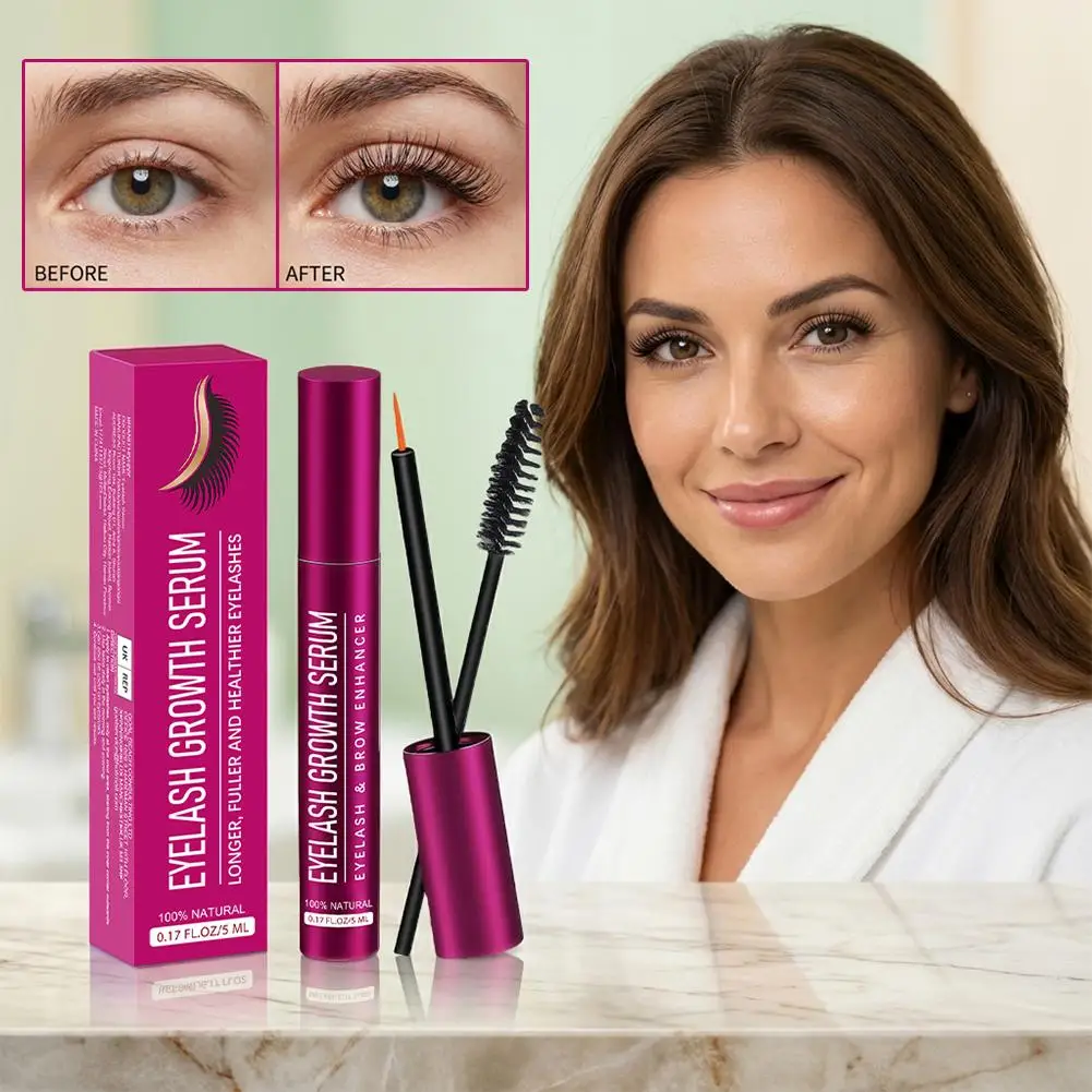 5ml 속눈썹 성장 세럼 듀얼 엔드 브러쉬 속눈썹 및 눈썹 강화제 더 길고 풍성하고 건강한 속눈썹 영양 트리트먼트