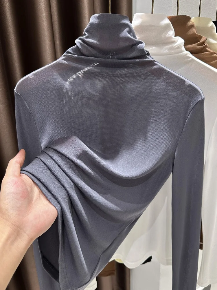 

Кружевной топ Space Sensation для женщин с высоким воротником и длинными рукавами, прозрачный дизайн, весна-осень-зима, новинка