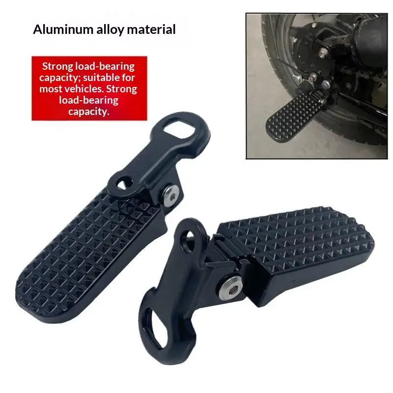 2Pcs Aluminum Alloy Foldable Bicycle Rear Foot Pegs Anti-scratch Passenger Footrests for  Road Bicycle Riding
