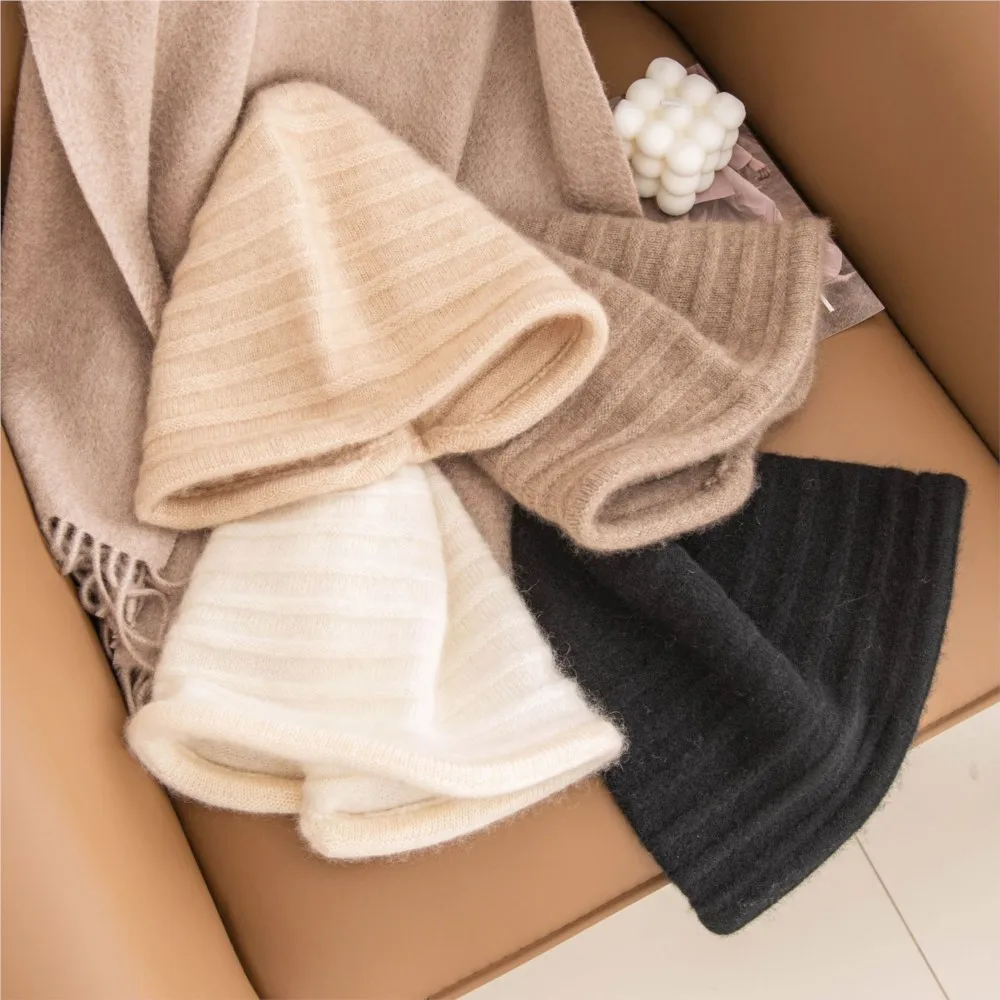 موضة غطاء رأس المعانقة Toque تخزين ساعة الكشمير Capwear محبوك قبعة صوف الرجال النساء الخريف الشتاء الصوفية الدافئة مخطط 2M73 #3