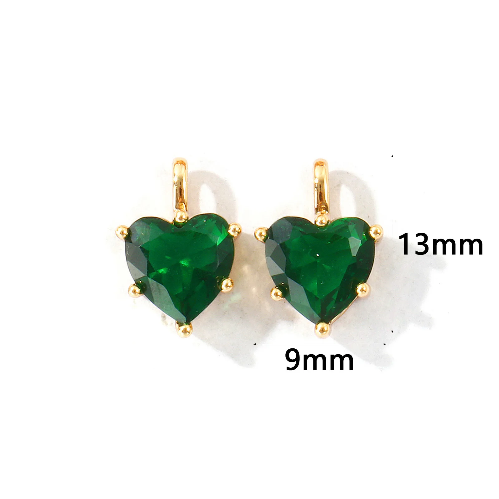 2 Stück Zirkonia-Charms zum Valentinstag, Geburtsstein-Charms, Herz, Messing, 18 Karat vergoldet, Anhänger für die Herstellung von DIY-Halsketten, 13 mm x 9 mm – Detail 8