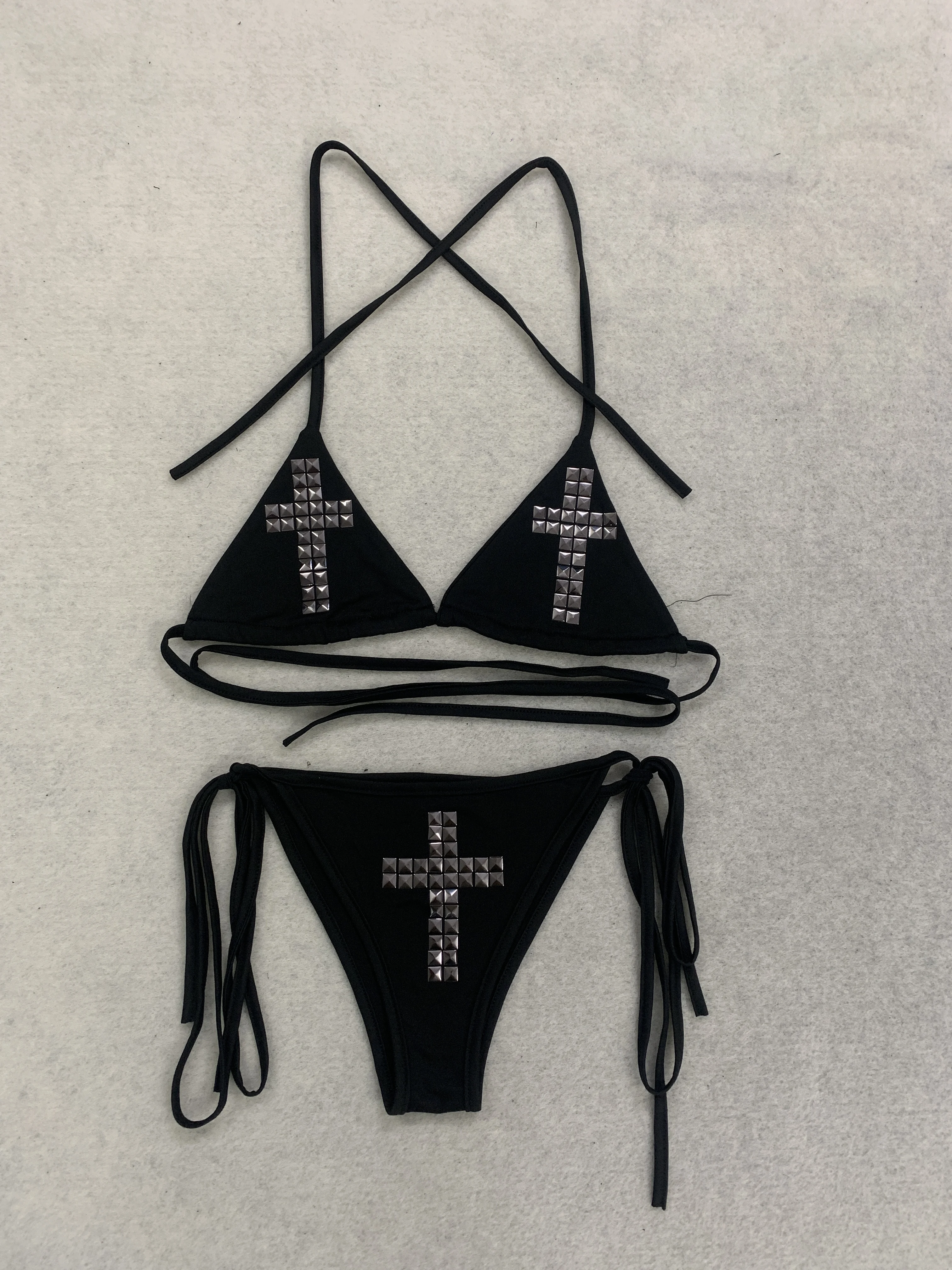 Summer European and American Spice Girls Wear Sexy Personalized Sequin Design Lace-up Bikini