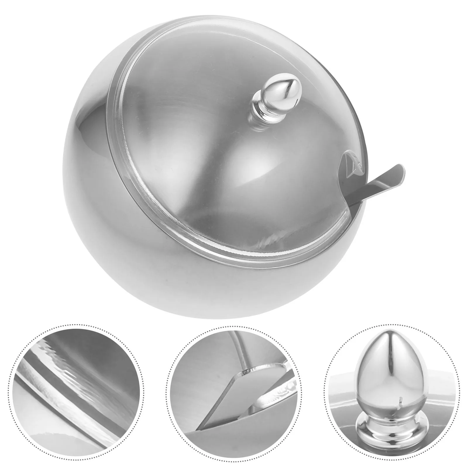 

1Set Stainless Steel Seasoning Box Large Oblique Mouth Bowl with Lid for Kitchen Buffet Hotel Home Condiment Container