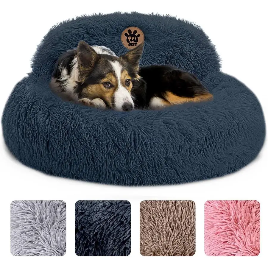 

Calming Dog Bed Medium Size Dog 30 Donut Bed, AntiSlip amp Washable Super Soft Fluffy Plush Round Bed, AntiAnxiety Premium Comfo