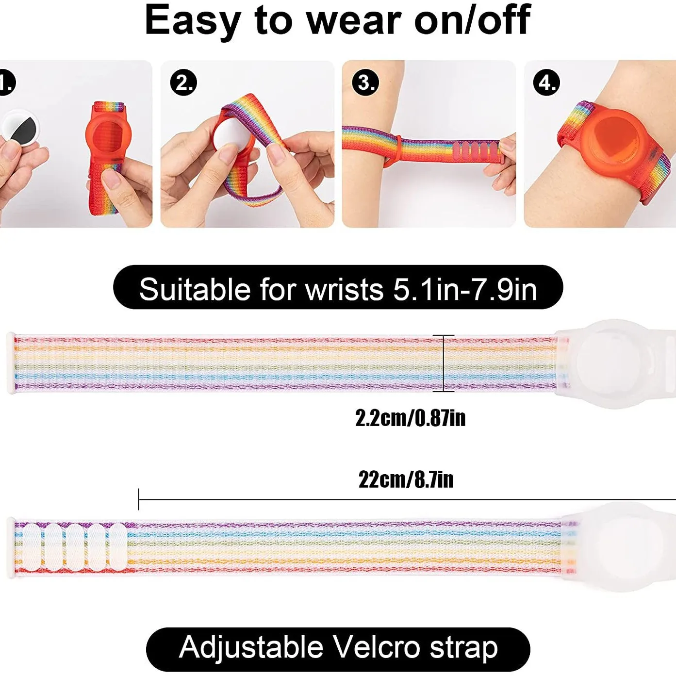 Pulseira de nylon ajustável para crianças, suporte protetor anti-perda compatível com o rastreador GPS Apple AirTag