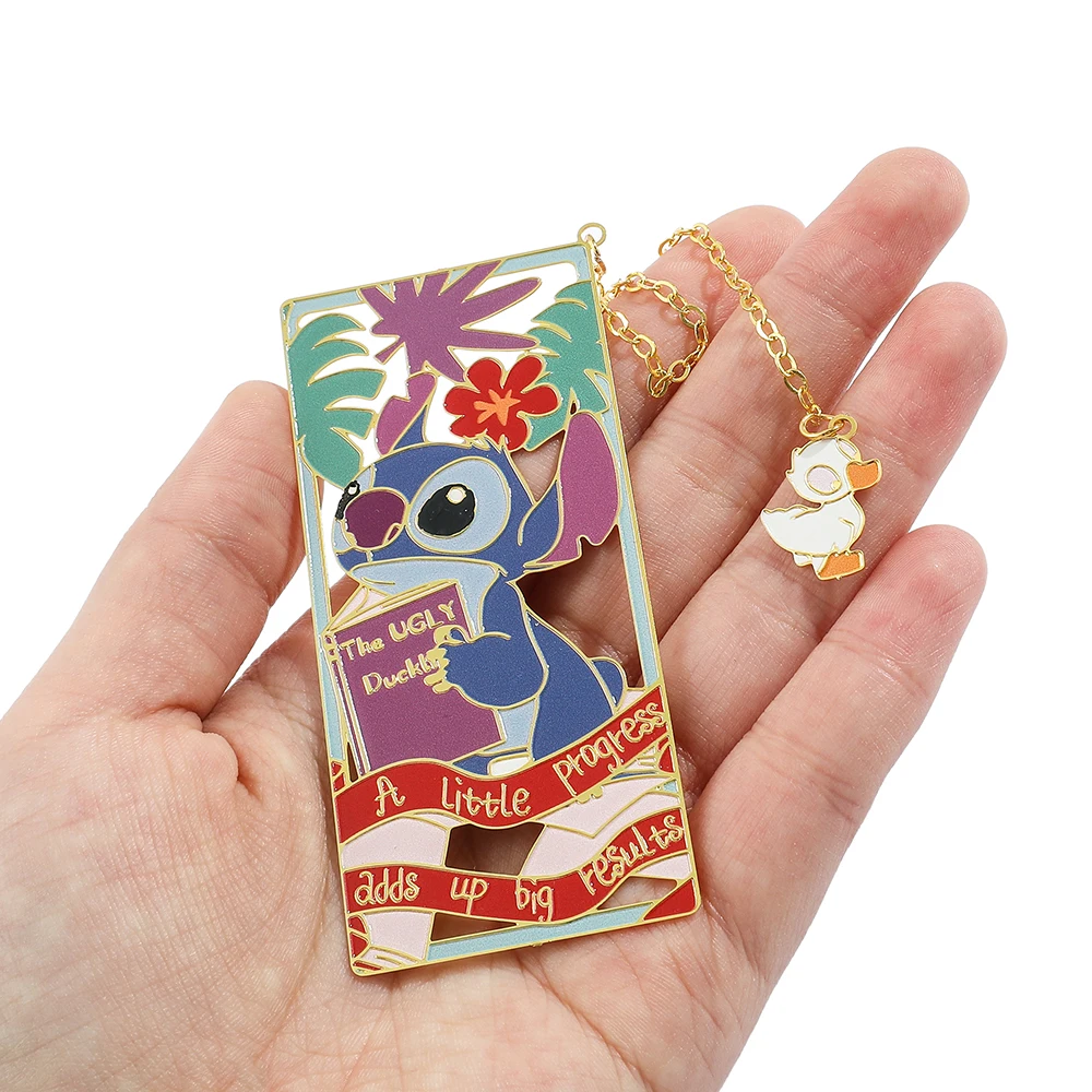 Disney Cute Stitch Reading Books Bookmark with Duck A Little Progress Adds up Big Results Women Men Fans Books Accessories