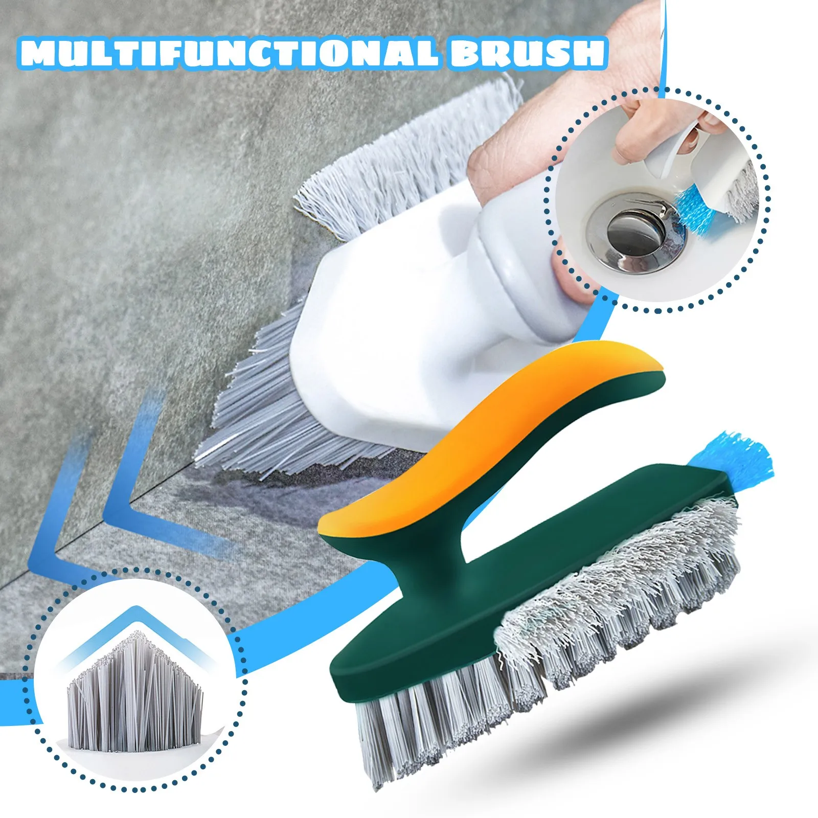 4 In 1 Tub Tile Floor Gap Crack Brush Scraping Brush Integrated Bathroom Floor Brush Bathroom Wall Corner Toilet Cleaning Brush