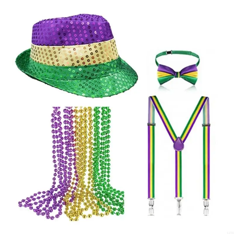 L5YA Mardi Gras Party Costume Festival Decoration FatTuesday Outfit Suspender Braces