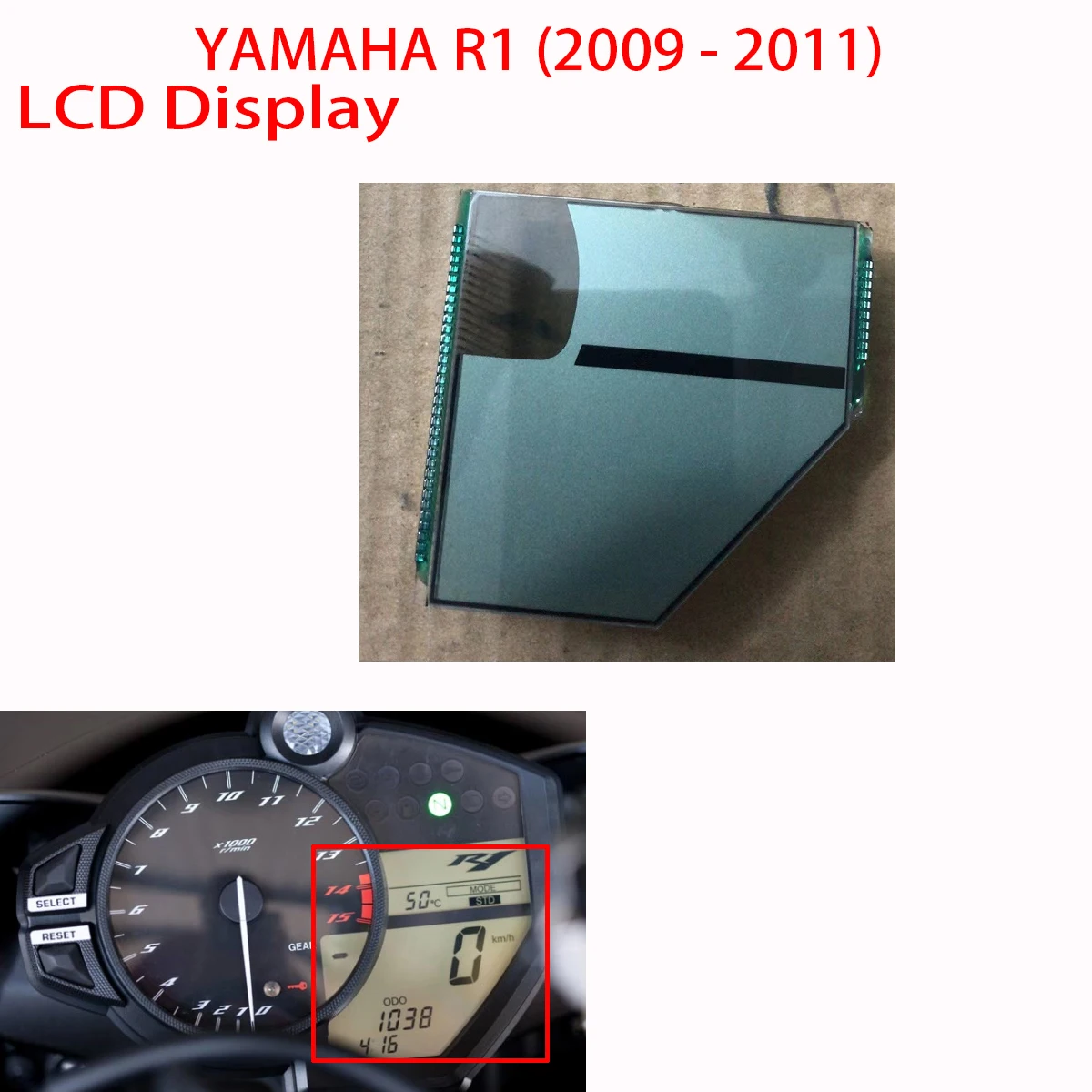 New LCD Display For YAMAHA R1 YZF-R1 (2009 - 2011) Speedometer Instrument LCD Screen repair