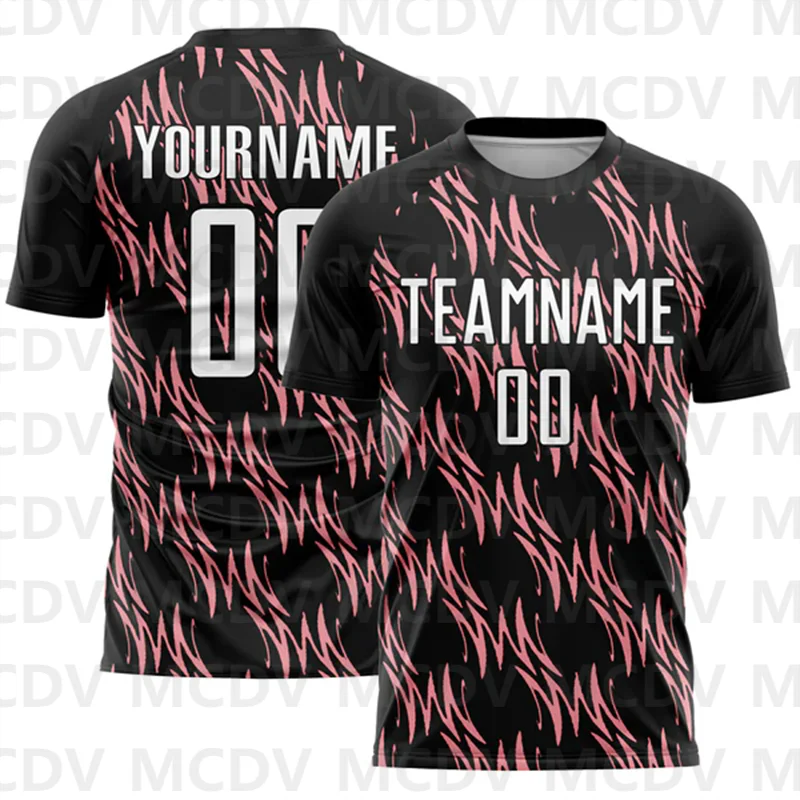Custom Black Bay Orange-White Lines Sublimation Soccer Uniform Jersey Personlized Team name you name number T-Shirts