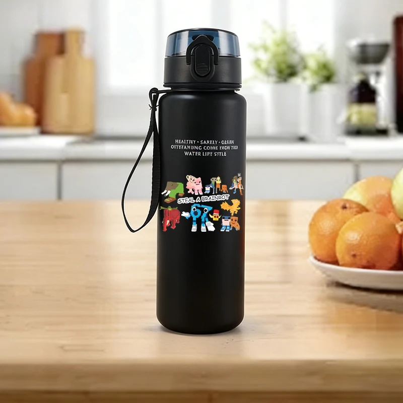 

Steal A Brainrot Kids Water Bottles Leak Proof Sports Cute Anime Print Boy Travel Lifting Rope Portable Drink Water Bottle 650ml