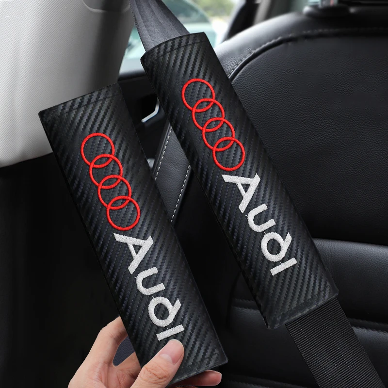 Car Interior Seat Belt Cover Carbon Fiber Seatbelt Shoulder Strap Protector Pads For Audi Sline A4 b6 b8 b7 b5 A6 A3 A8 Q3 Q5 Q7