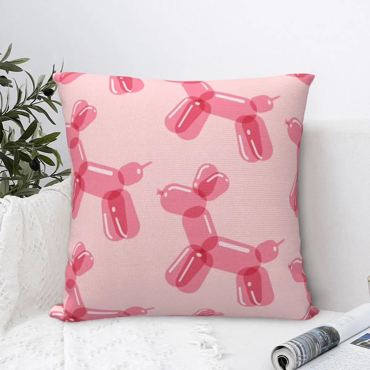 Balloon Dog Pillow Cover Pink Morden Pillow Case Square Design Cushion Cover Pillowcases For Wedding Party Home Decor