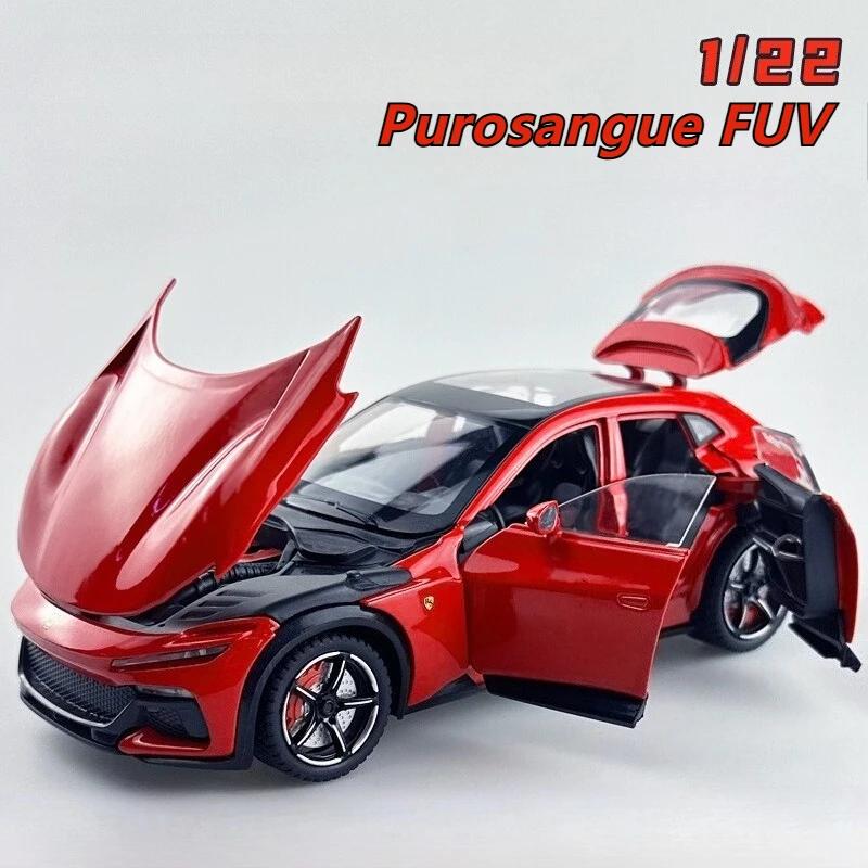 

1:22 Ferrari Purosangue FUV Высокая имитация сплава, модель спортивного автомобиля, статическое украшение, звуковая световая модель, детские игрушки, подарки