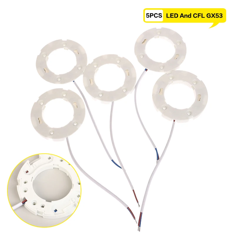5pc GX53 Base Fitting For GX53 Lamps Fly Leads For LED And CFL GX53 Light Bulb Fitting Ceiling Wall Lamp Holder