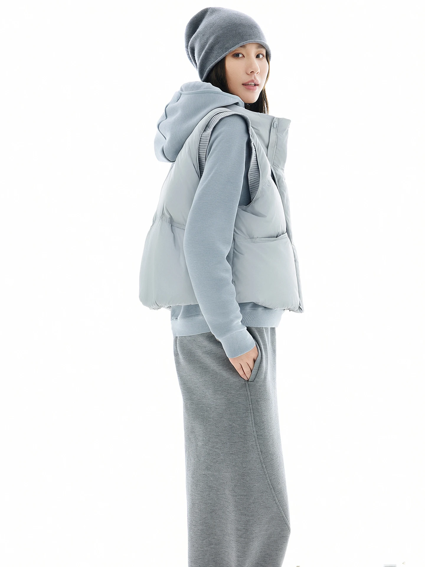 Cloudspace Gilet invernale da donna in piumino leggero colletto alla coreana 90% bianco Du down Commuter Sle tessuto in nylon lunghezza ortod