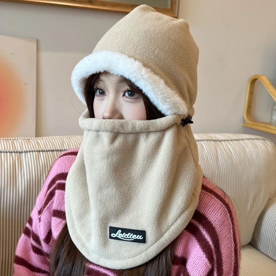 

Ветрозащитная шапка, интегрированная шапка для верховой езды на шею и шею, теплый и морозостойкий чехол, толстая бархатная шапка для защиты ушей.