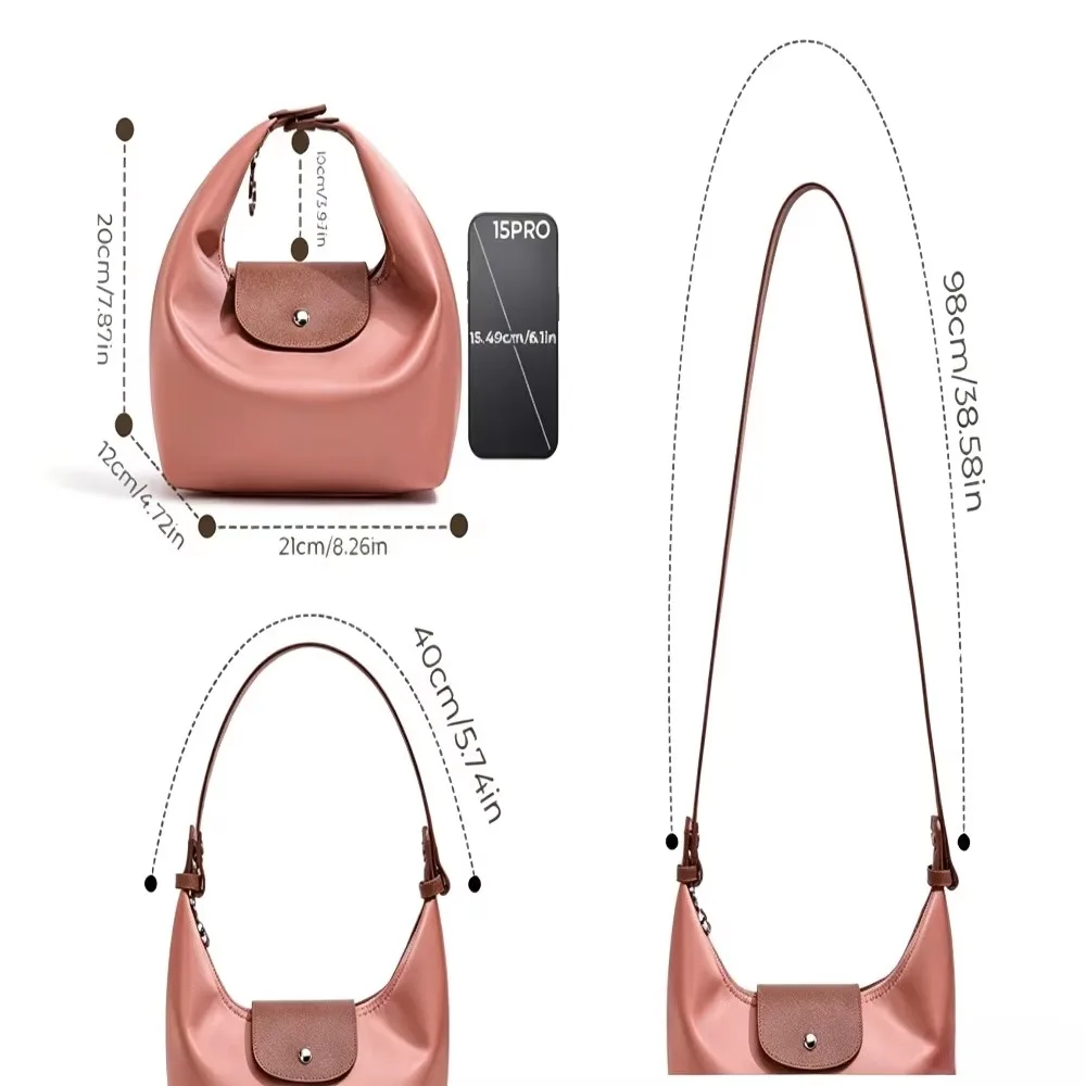 Waterproof Nylon Crossbody Bag for Women with Two Detachable Straps Versatile Fashionable Dumpling Handbag Tote 6