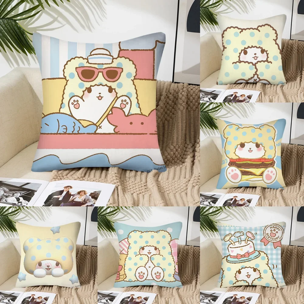 Cartoon Cute Sanrio Marumofubiyori Pillow Case Fashion Square Pillowcase Bedroom Sofa Room Ins Decoration Leisure Cushion Cover