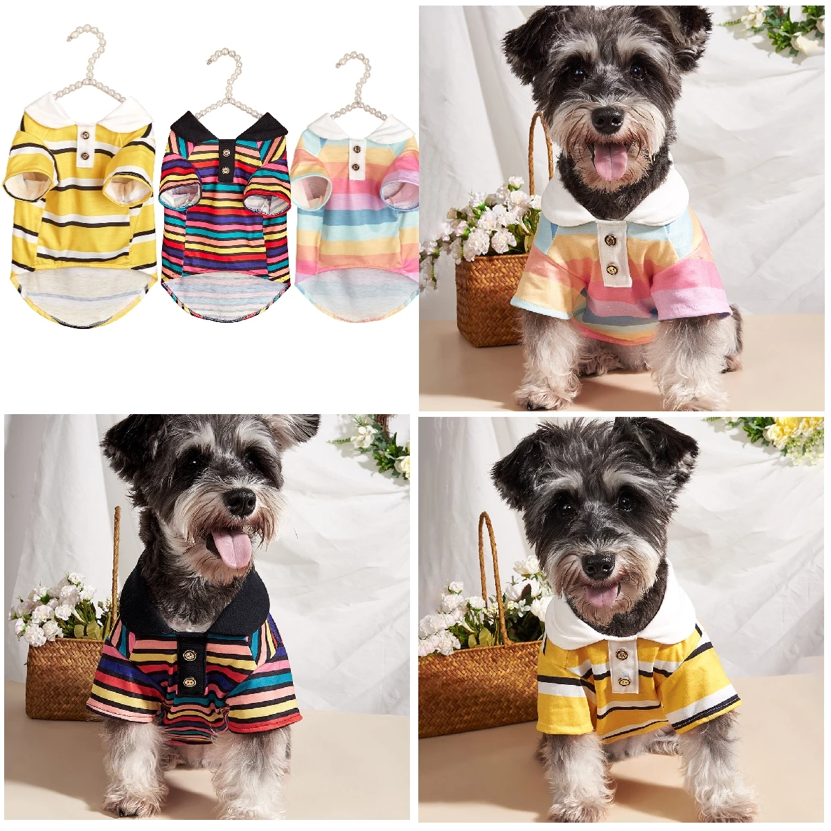 

Casual Dog T-Shirts Breathable Summer Polo Shirt Candy Colors Vest PetPoloCollar Breathable Solid Shirts Pet Supplies Chihuahua