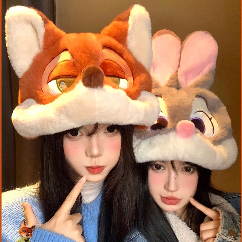 

Zootopia Animal Cartoon Plush Hat Women Winter Cute Kawaii Warm Ear Flap Face Slimming Fashion Cosplay Headwear Girls Gift