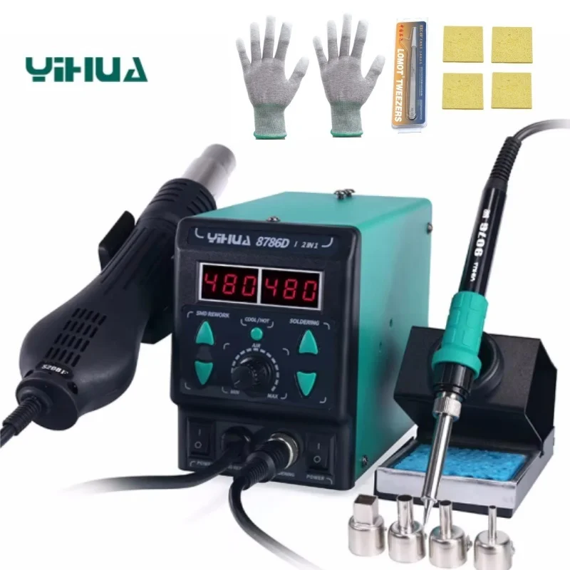 YIHUA 8786D I 899D II Soldering Iron Hot Air Soldering Station DIY Digital Rework Station Phone Repair BGA SMD Welding Station