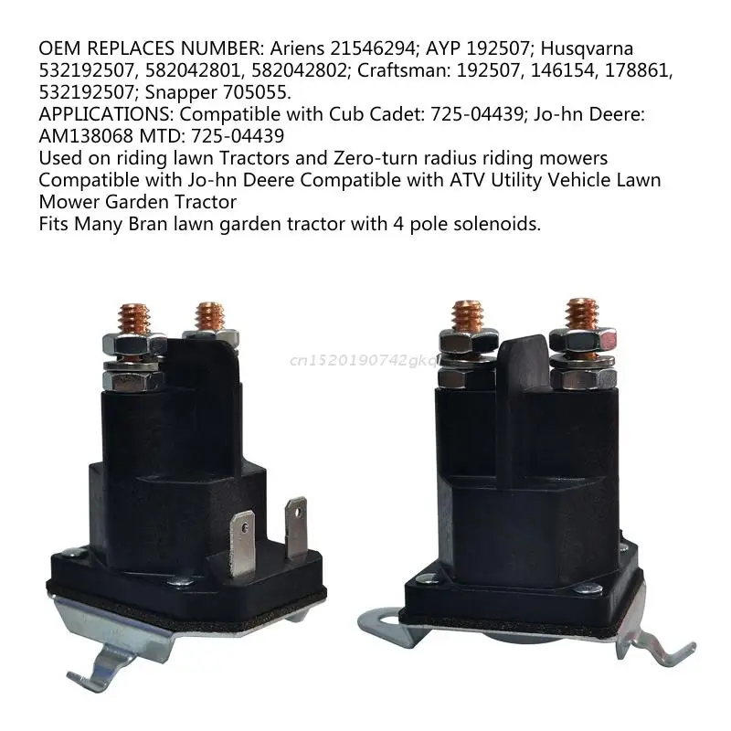 Upgrade Lawn Mower Tractor Starter Solenoid 435-325 Compatible for 862-1241-211-12 532192507 582042801 582042802