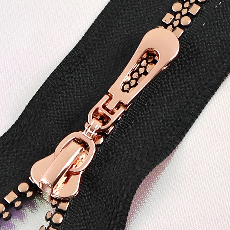 

10Pcs 40-80cm Black Single Resin Zipper Rose Gold Tooth Zip Clothing Decor Zips Open-End Zippers Repair Kit DIY Sewing Accessory