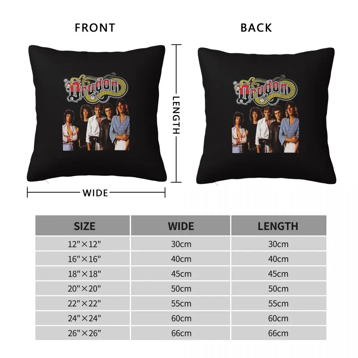 Dragon Band The Essential Square Pillowcase Polyester Linen Velvet Creative Zip Decorative Pillow Case Room Cushion Cover