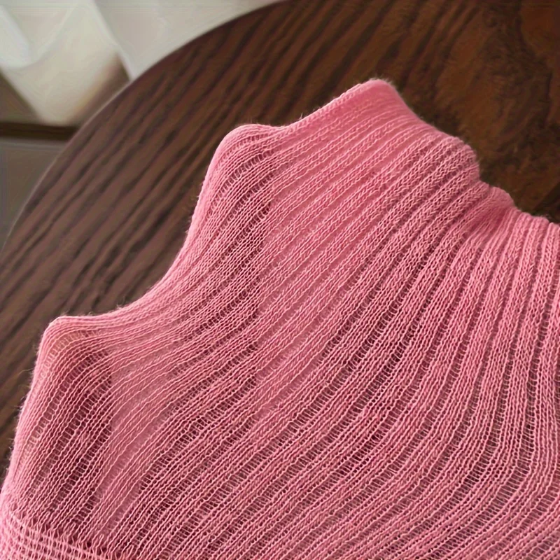 1 pair of spring and summer stacked socks Korean vertical striped long tube socks versatile solid color socks