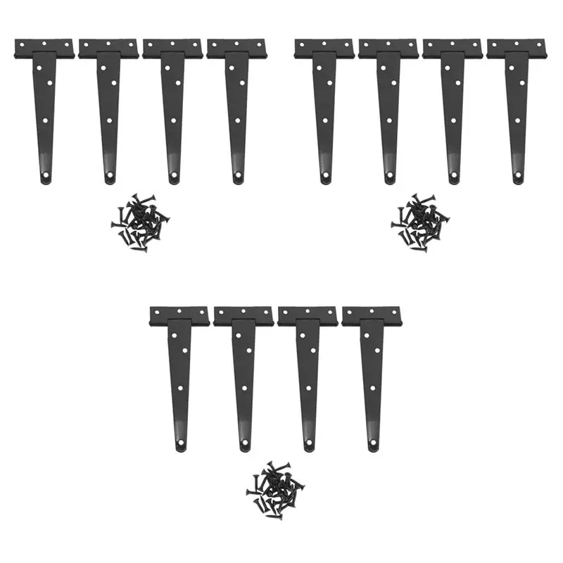 at29-12-pcs-6インチ-ヘビーデューティー-ドアヒンジ-tストラップ-ティーシェッドヒンジ-ゲートヒンジ-木製ゲート用ヒンジ-ブラック