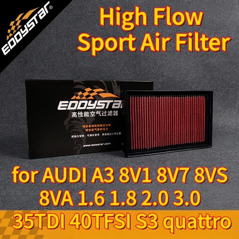 

Спортивный воздушный фильтр с высоким расходом для AUDI A3 8V1 8V7 8VS 8VA 1.6 1.8 2.0 3.0 35TDI 40TFSI S3 quattro Моющиеся гоночные впускные фильтры