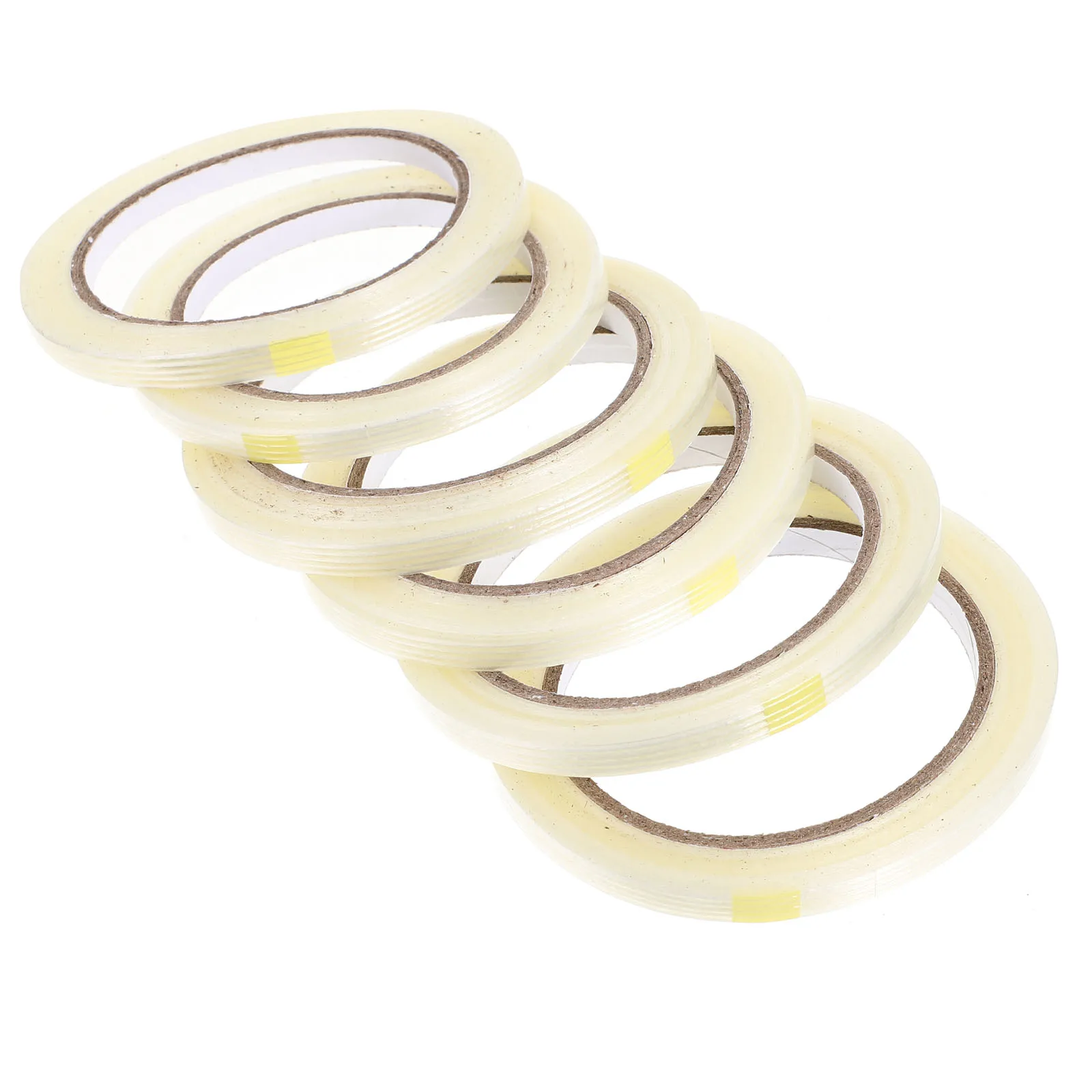 

6 Rolls 25M Transparent Glass Fiber Tape Multifunctional Heavy Duty Strong Adhesion Non Residue Packaging Strapping
