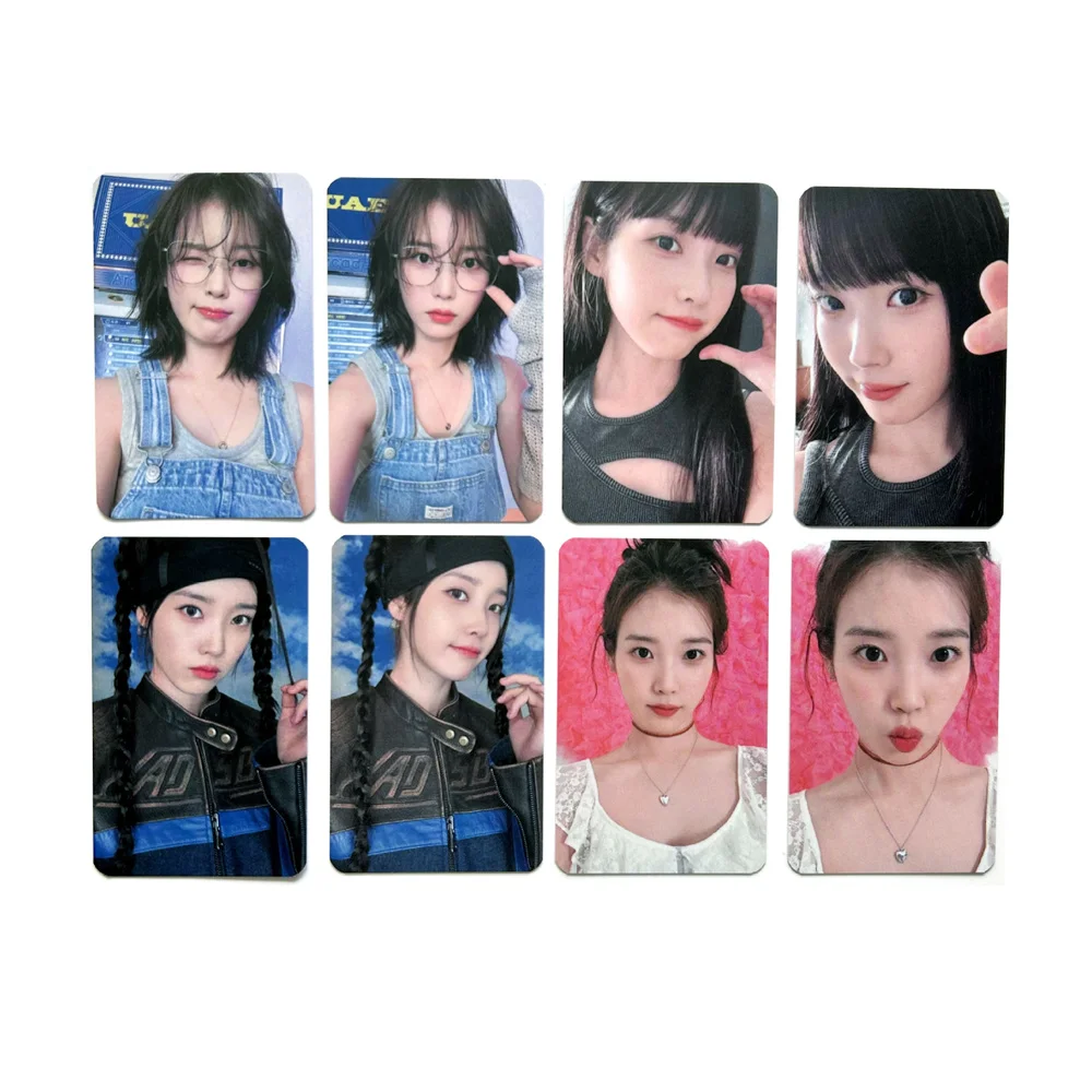 8PCS/SET Kpop Idol IU LeeJiEun Photo Card LOMO Card Double Sided Printed Waterproof Film Postcards Gift Fans Collection